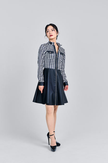 black check short dress
